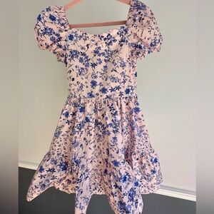 Floral Blue and Pink Girls Dress